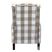 Beige Windowpane Plaid Recliner