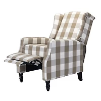 Beige Windowpane Plaid Recliner