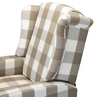 Beige Windowpane Plaid Recliner
