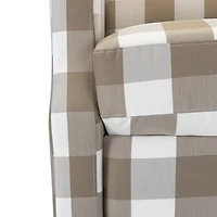 Beige Windowpane Plaid Recliner