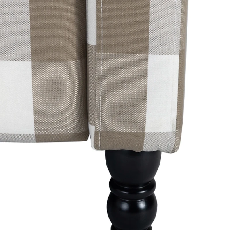 Beige Windowpane Plaid Recliner