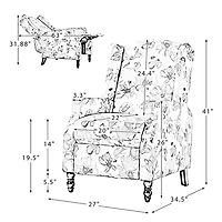 Beige Windowpane Plaid Recliner