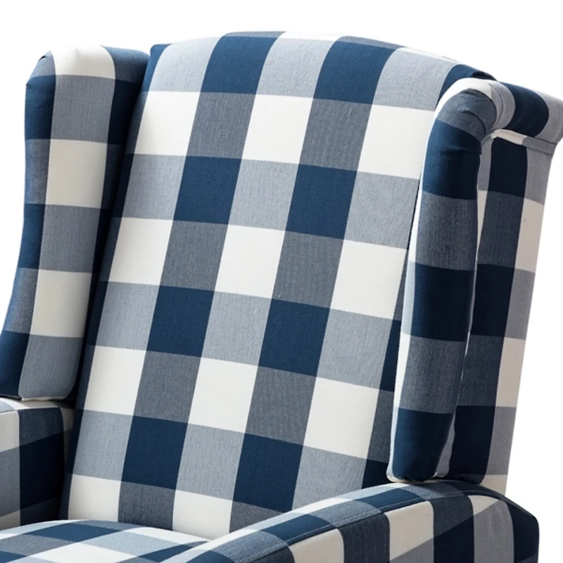 Navy Windowpane Plaid Recliner