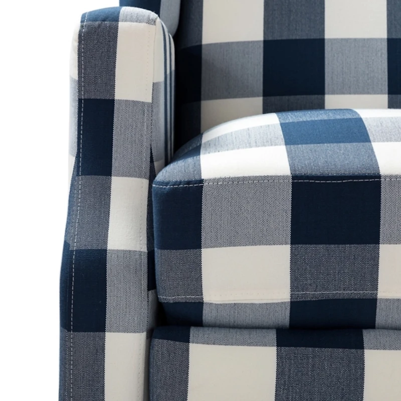 Navy Windowpane Plaid Recliner