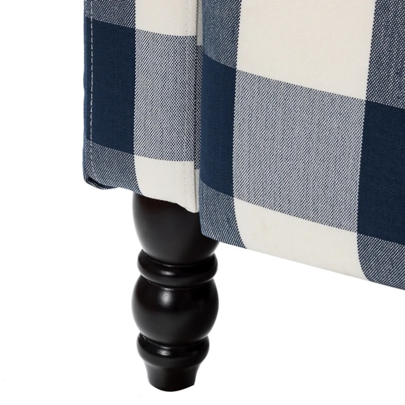 Navy Windowpane Plaid Recliner