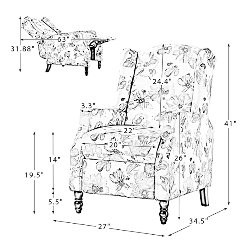 Navy Windowpane Plaid Recliner