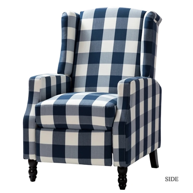 Navy Windowpane Plaid Recliner