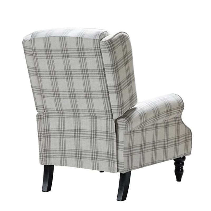 Cream and Gray Plaid Traditional Recliner