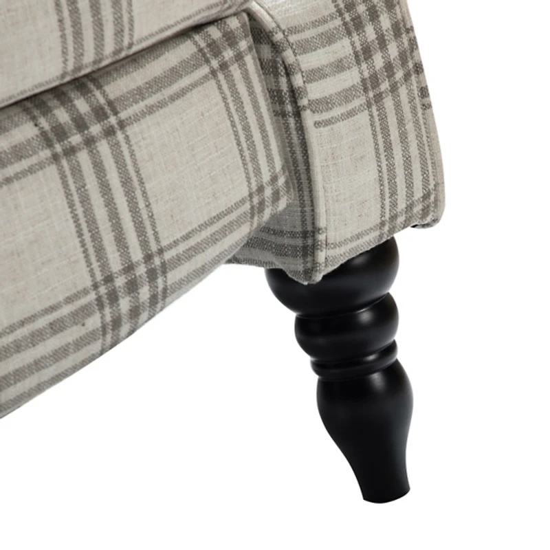 Cream and Gray Plaid Traditional Recliner