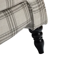 Cream and Gray Plaid Traditional Recliner