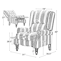 Cream and Gray Plaid Traditional Recliner