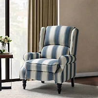 Blue and Tan Stripe Traditional Recliner