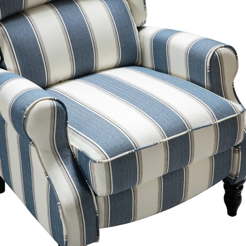 Blue and Tan Stripe Traditional Recliner