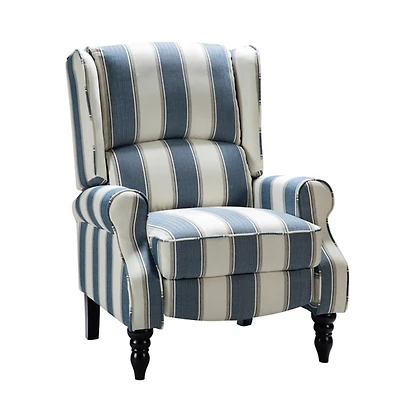 Blue and Tan Stripe Traditional Recliner
