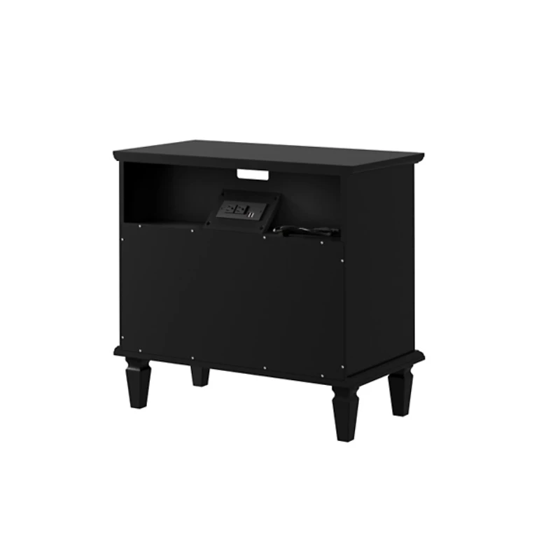 Smooth Black 2-Drawer Wood Nightstand