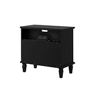 Smooth Black 2-Drawer Wood Nightstand
