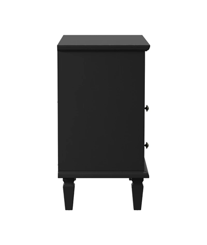 Smooth Black 2-Drawer Wood Nightstand