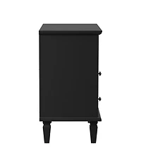 Smooth Black 2-Drawer Wood Nightstand