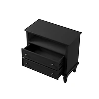 Smooth Black 2-Drawer Wood Nightstand