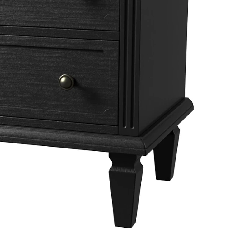 Smooth Black 2-Drawer Wood Nightstand