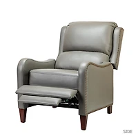 Gray Leather Nailhead Traditional Recliner