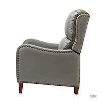 Gray Leather Nailhead Traditional Recliner