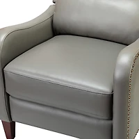 Gray Leather Nailhead Traditional Recliner