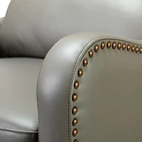 Gray Leather Nailhead Traditional Recliner