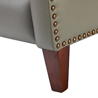 Gray Leather Nailhead Traditional Recliner