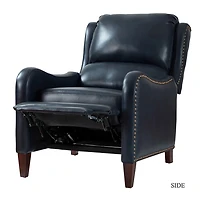 Navy Leather Nailhead Traditional Recliner