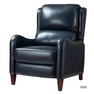 Navy Leather Nailhead Traditional Recliner