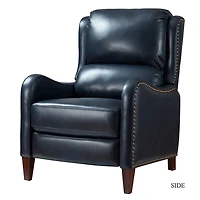 Navy Leather Nailhead Traditional Recliner