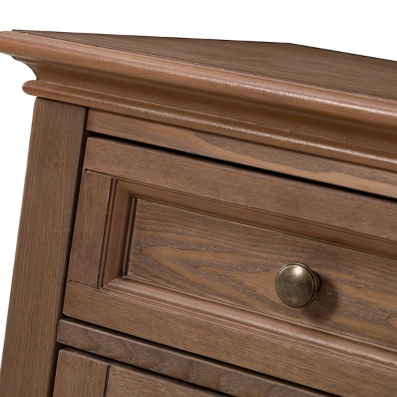 Brown Wood Glass Door Sideboard Cabinet