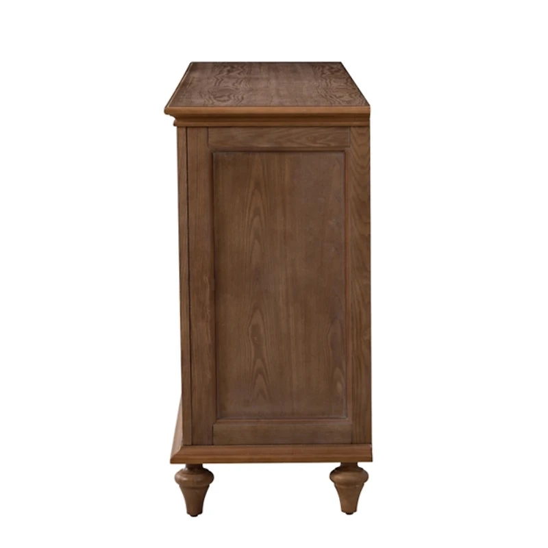 Brown Wood Glass Door Sideboard Cabinet