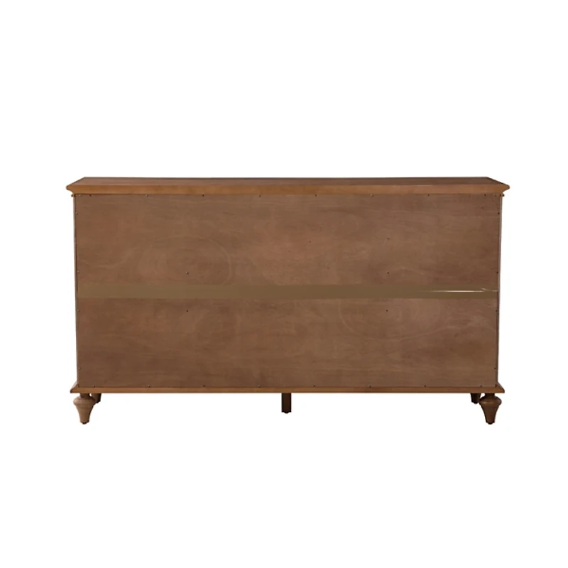 Brown Wood Glass Door Sideboard Cabinet