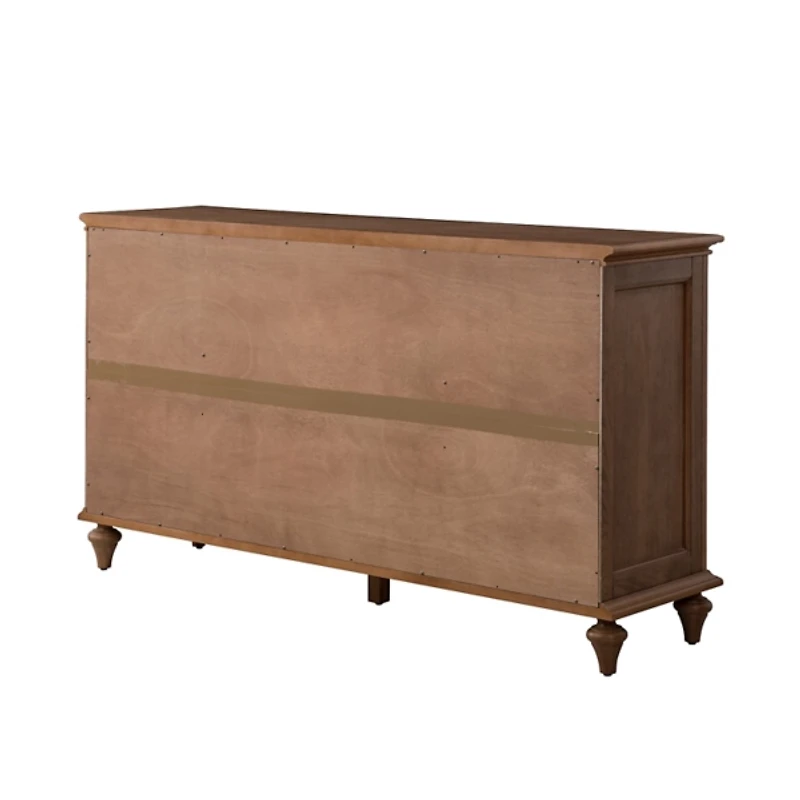 Brown Wood Glass Door Sideboard Cabinet