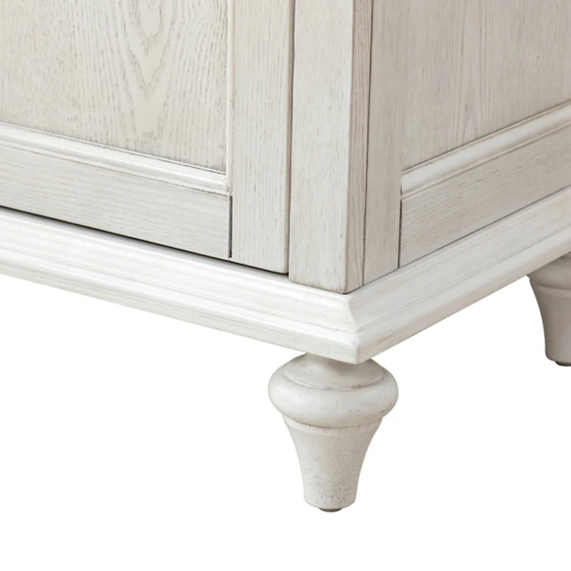 White Wood Glass Door Sideboard Cabinet