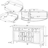 White Wood Glass Door Sideboard Cabinet