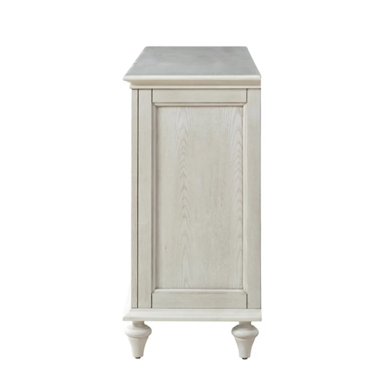 White Wood Glass Door Sideboard Cabinet
