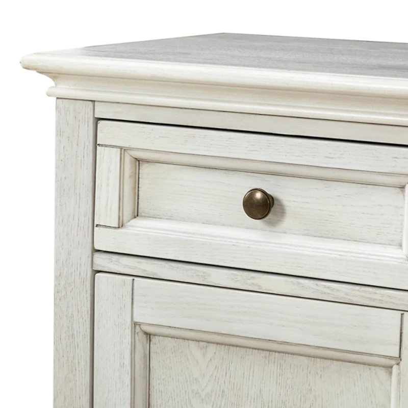 White Wood Glass Door Sideboard Cabinet