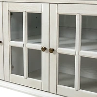 White Wood Glass Door Sideboard Cabinet