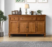 Brown Wood 4-Door Sideboard Cabinet
