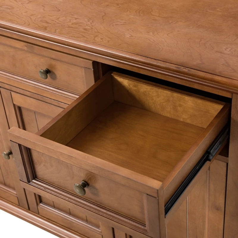 Brown Wood 4-Door Sideboard Cabinet