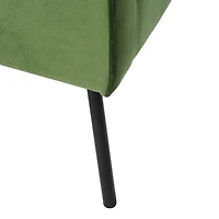 Green Velvet Upholstered Black Legs Accent Chair