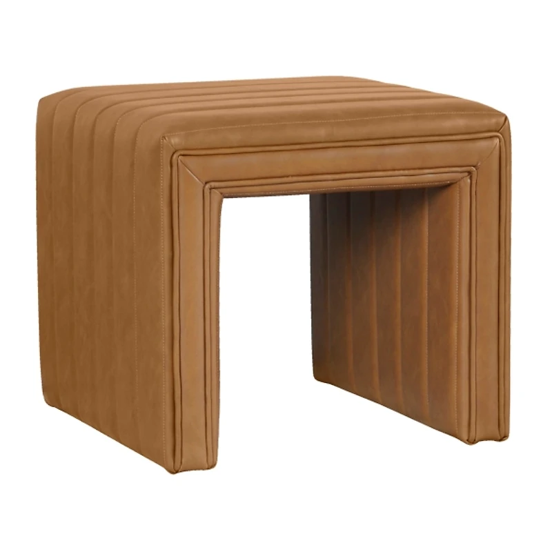 Cognac Leather Arch Ottoman