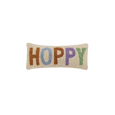 Hoppy Hooked Wool Lumbar Pillow