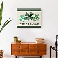 Lucky & Blessed Clover Trio Canvas Art Print