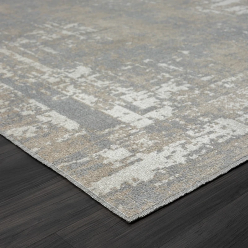 Gray Distressed Washable Area Rug