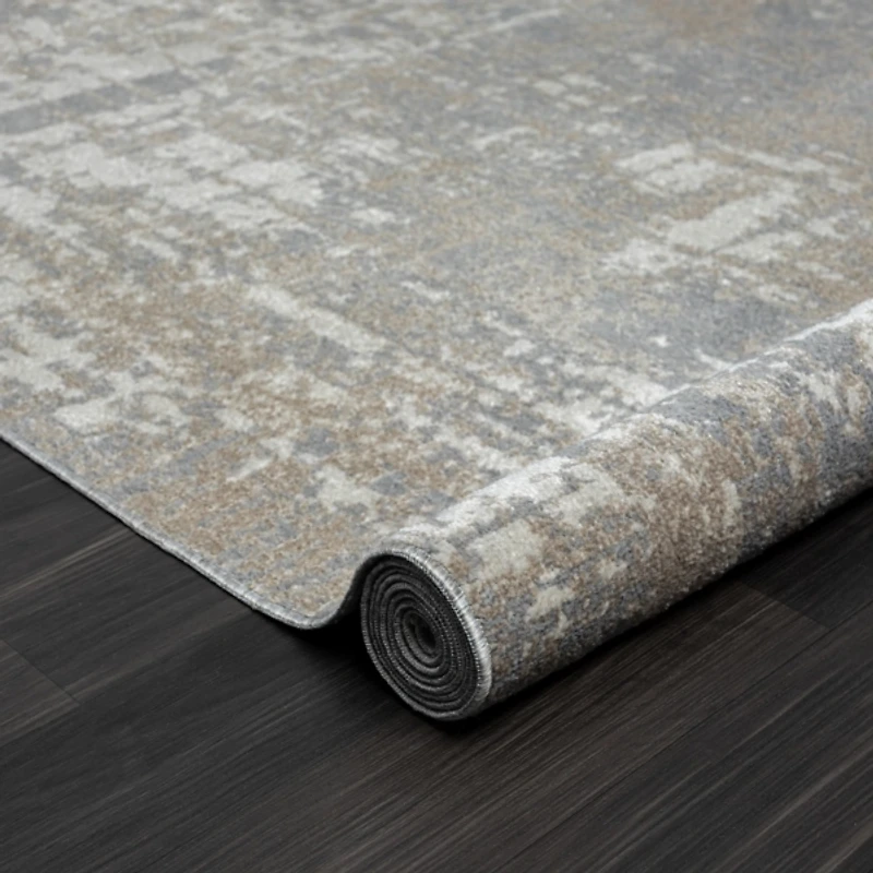 Gray Distressed Washable Area Rug