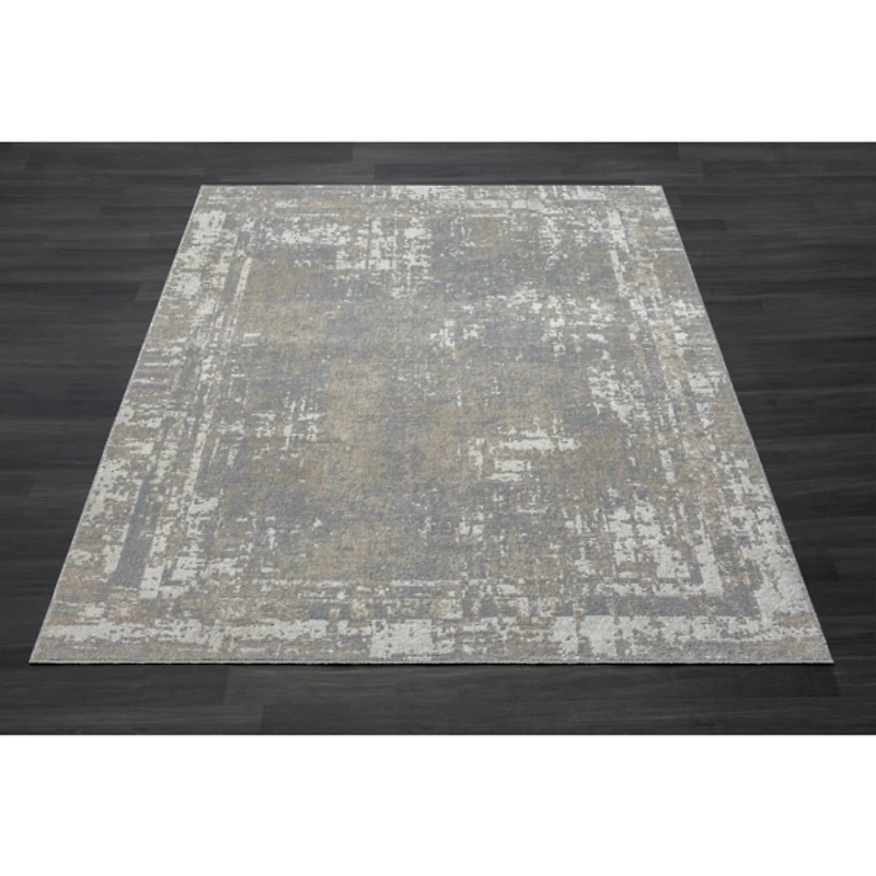 Gray Distressed Washable Area Rug, 7x9